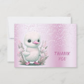 Carte de remerciements floral rose canard blanc (Devant)