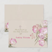 Carte de remerciements floral rose de rougissement (Devant / Derrière)