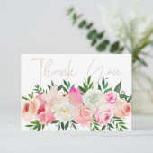 Carte De Remerciements Floral rose et blanc (Debout devant)