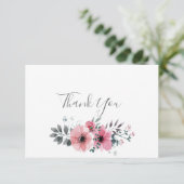Carte de remerciements floral rose et gris (Debout devant)