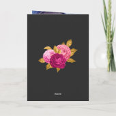 Carte De Remerciements Floral rose et or chaud (Dos)