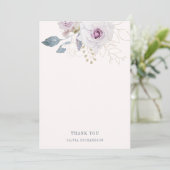 Carte De Remerciements Floral rose et violet doux (Debout devant)