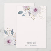 Carte De Remerciements Floral rose et violet doux (Devant / Derrière)