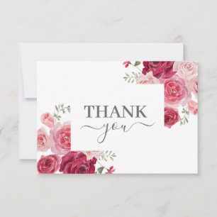Carte de remerciements floral rose magenta