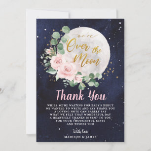 Carte De Remerciements Floral rose Nous sommes au-dessus de la lune Baby 