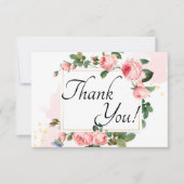 Carte De Remerciements Floral rose pâle (Devant)