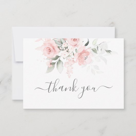 Carte de remerciements floral rose pâle (Devant)