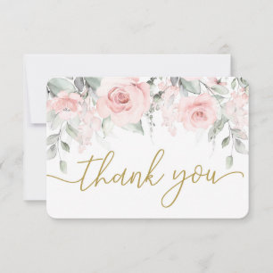 carte de remerciements floral rose pastel