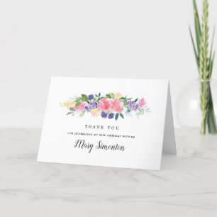 Carte De Remerciements Floral rose pourpre 50e anniversaire Photo