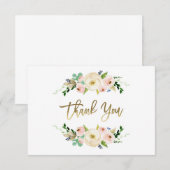 Carte de remerciements floral rose vif, verdure (Devant / Derrière)