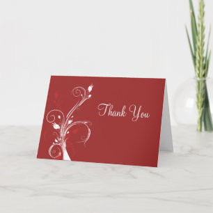 Carte de remerciements floral rouge et blanc