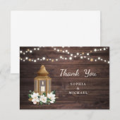 Carte De Remerciements Floral Rustique Lanterne En Bois Magnolia Éclairag (Devant / Derrière)