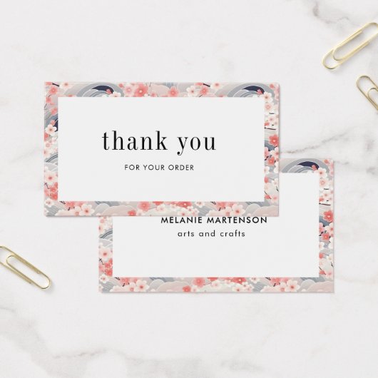 Carte de remerciements Floral Sakura Rose Et Bleu (Bureau)