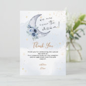 Carte De Remerciements Floral Sur Le Baby shower Lune (Debout devant)