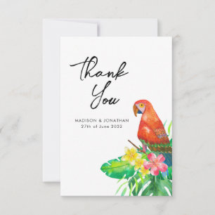 Carte De Remerciements Floral Tropical Bird of Paradise Message Mariage