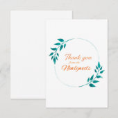 Carte de remerciements Floral turquoise & Orange (Devant / Derrière)