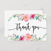 Carte de remerciements floral, verdure, boho (Devant / Derrière)