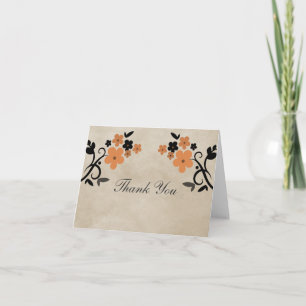 Carte de remerciements Floral Vintage orange