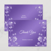 Carte de remerciements Floral violet élégant (Devant / Derrière)
