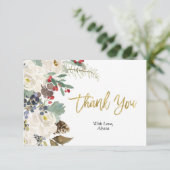 Carte de remerciements florale de Noël d'or (Debout devant)