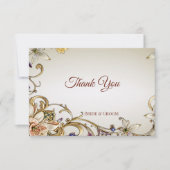 Carte de remerciements Florale d'or blanc (Devant)