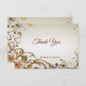 Carte de remerciements Florale d'or blanc (Devant / Derrière)