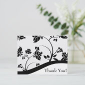 Carte de remerciements florale noir et blanc (Debout devant)