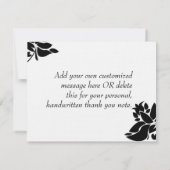 Carte de remerciements florale noir et blanc (Dos)