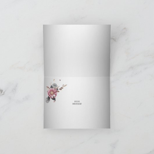 Carte de remerciements florale rose blanc (Intérieur)