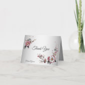 Carte de remerciements florale rose blanc (Devant)