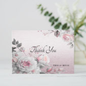 Carte de remerciements florale rose blanc (Debout devant)