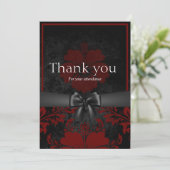 Carte de remerciements florale rouge et noire (Debout devant)