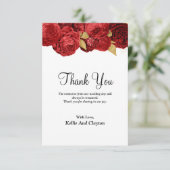 Carte de remerciements Florale Rouge Et Or (Debout devant)