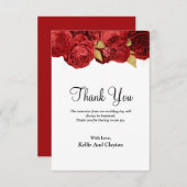 Carte de remerciements Florale Rouge Et Or (Devant / Derrière)