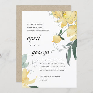 CARTE DE REMERCIEMENTS FLORALE VERT JAUNE PROPRE NOUS AVONS LIÉ L'INVITAT