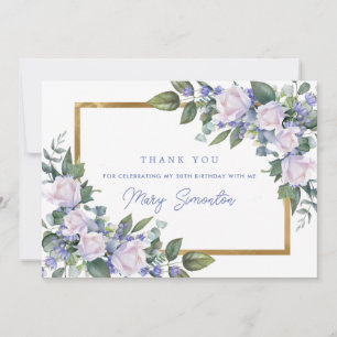 Carte De Remerciements Flore bleu blanc 30e anniversaire Photo Plat