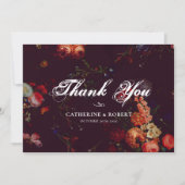 Carte De Remerciements Flore foncé élégant bordeaux Moody (Devant)
