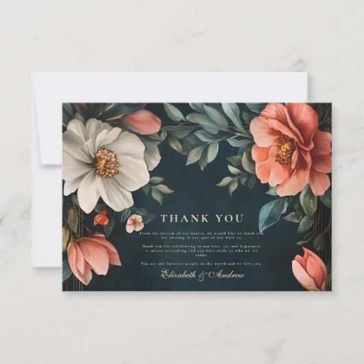 Carte De Remerciements Flore noire Art nouveau (Devant)