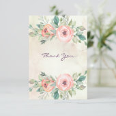 Carte De Remerciements Flore Rose de l'aquarelle (Debout devant)