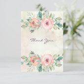 Carte De Remerciements Flore Rose de l'aquarelle (Debout devant)