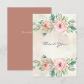 Carte De Remerciements Flore Rose de l'aquarelle (Devant / Derrière)