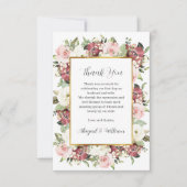 Carte De Remerciements Flore rose-mauve sur mesure Gold Frame Sage Vert (Devant)