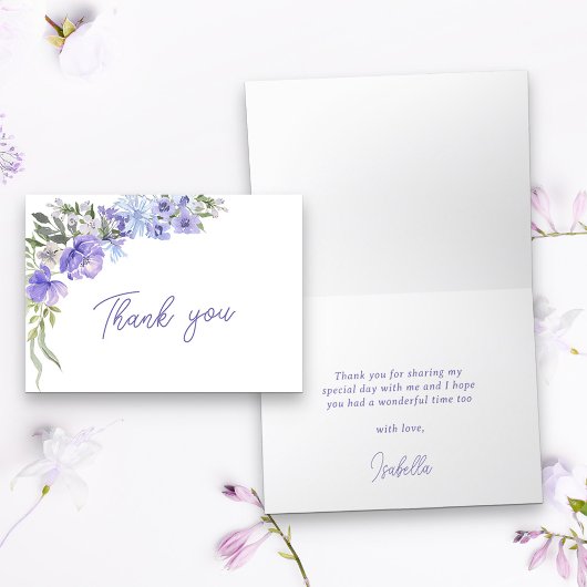 Carte De Remerciements Flore simple pourpre peri