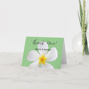 Carte De Remerciements Flore tropicale, Plumeria blanche sur Sage, Mariag