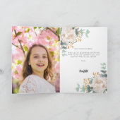 Carte De Remerciements Flores blanches eucalyptus cross confirmation phot (Intérieur)