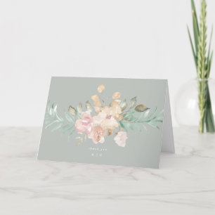 Carte De Remerciements Flores d'aquarelle rustique sur Mariage vert Sage