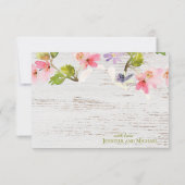 Carte De Remerciements Flores roses rustiques sur bois blanc (Dos)