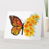 Carte De Remerciements Flower Butterfly with Yellow California Poppy (Devant)
