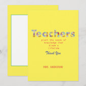 Carte De Remerciements Flower Letters Cadeau enseignant (Devant / Derrière)