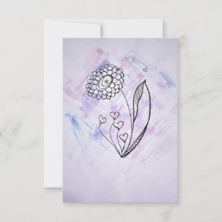 Carte De Remerciements Flower with Hearts Thank you card